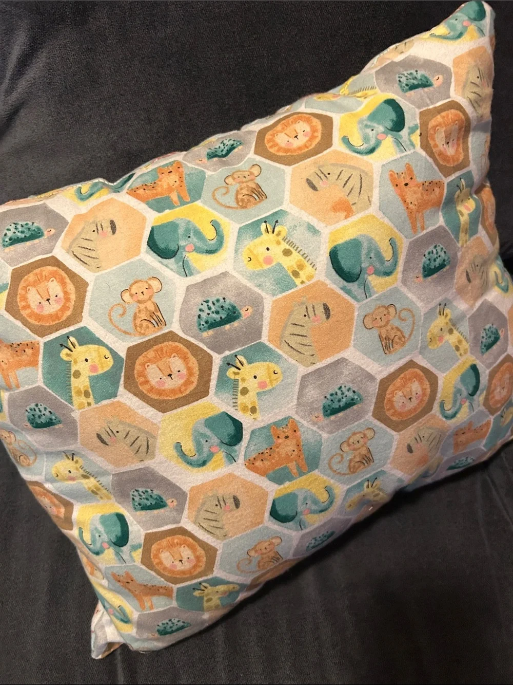 Playful Safari Accent Pillow - Yellow, Teal, Gray